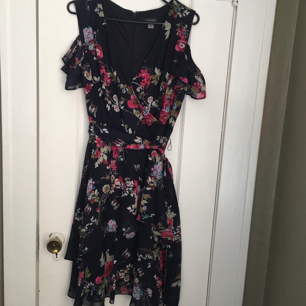 Tahari Arthur S Levine A-Line Cold Shoulder Dress